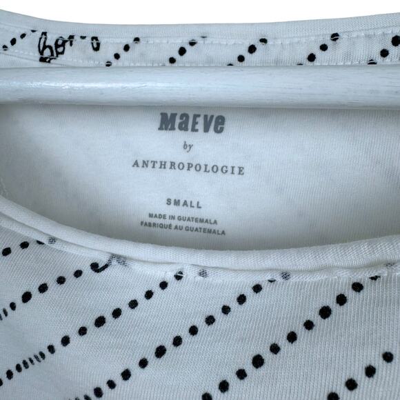 Anthropologie Maeve T Shirt Women's Small Bonjour Graphic Paris French Striped - Picture 4 of 5